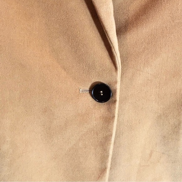 MAJE Sz 34 Camel Coloured Lined Shoulder Pads Pockets Career Casual Blazer - Picture 2 of 11